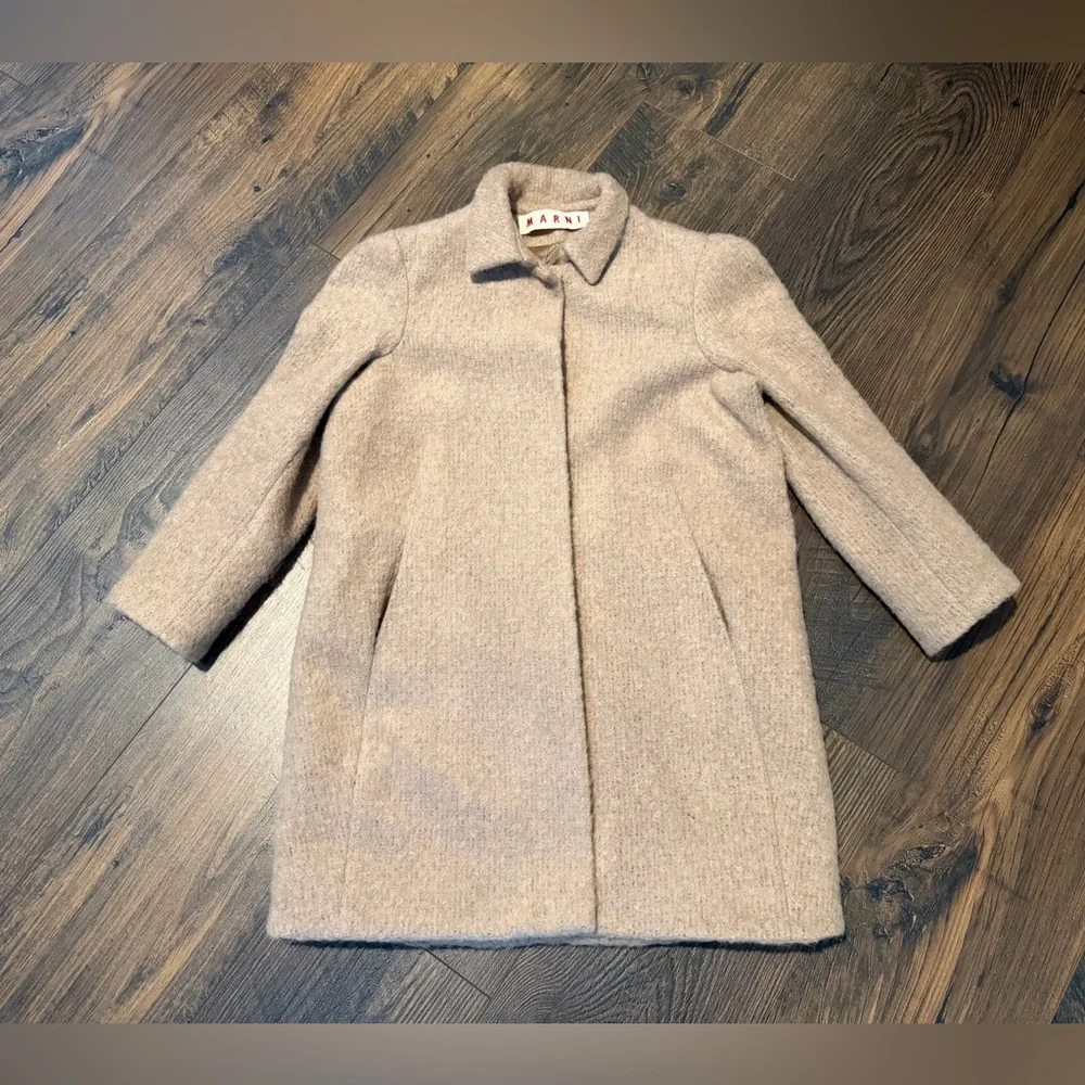 Marni Kids Mohair-Blend Cocoon Coat Camel 8Y